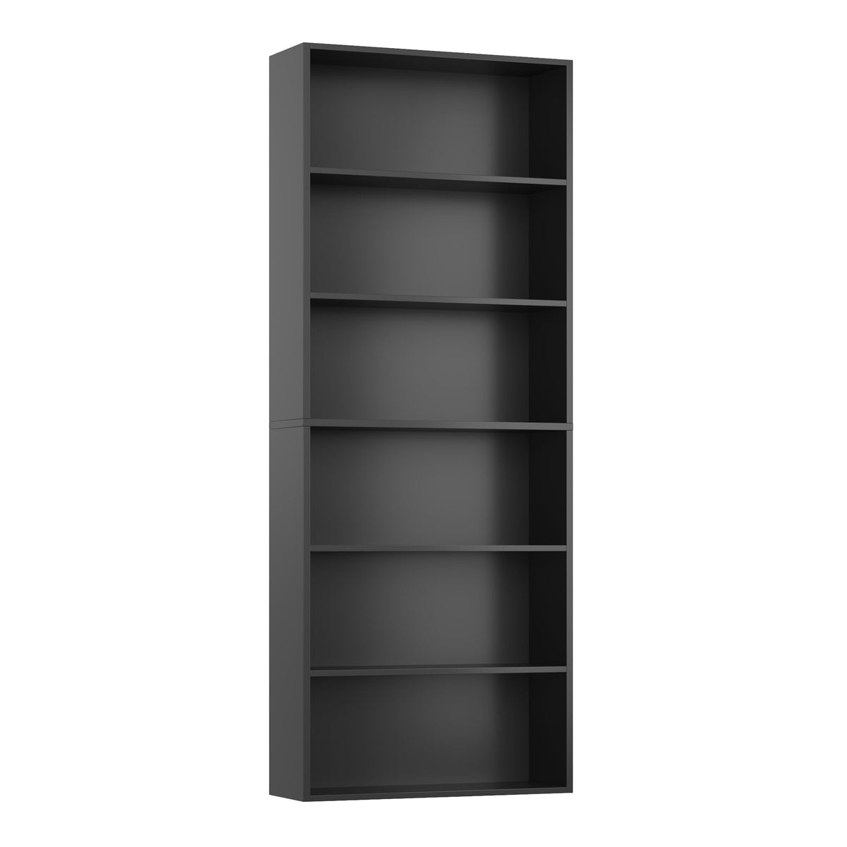 6 Tier Tall Black Bookshelf and Bookcase D7587