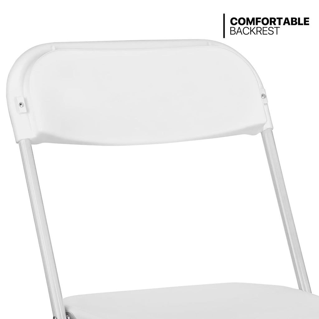 White Set of 10 Stackable Plastic Folding Chairs H8298