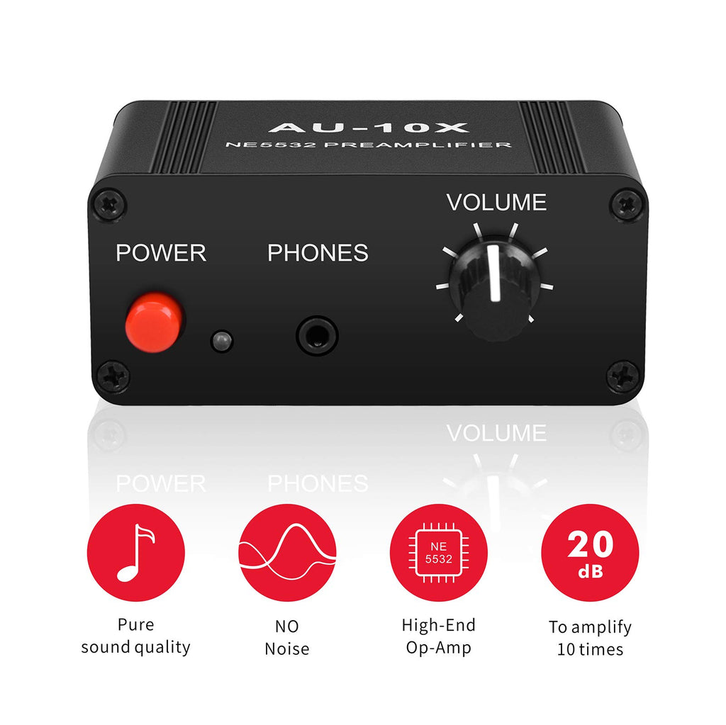 Stereo Audio Preamplifier, Headphone Amplifier, Phono Turntable Preamp with RCA 3.5mm Input Output F335