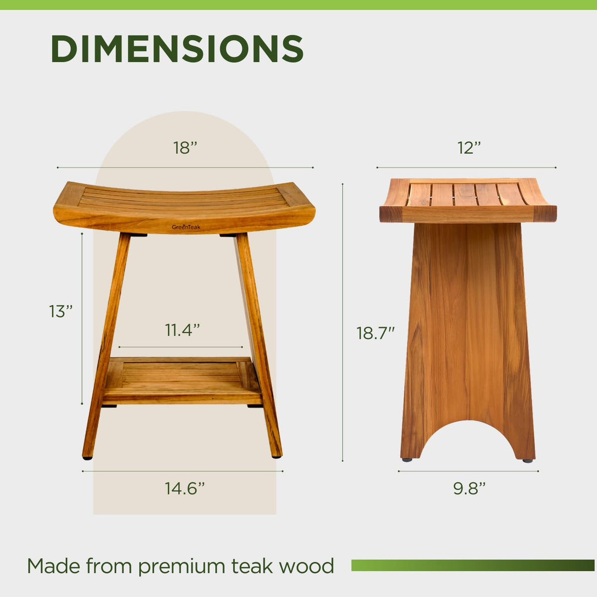 18" Teak 2-Tier Shower Bench H21580