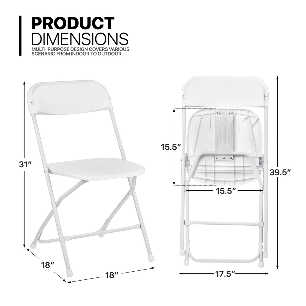 White Set of 10 Stackable Plastic Folding Chairs H8298