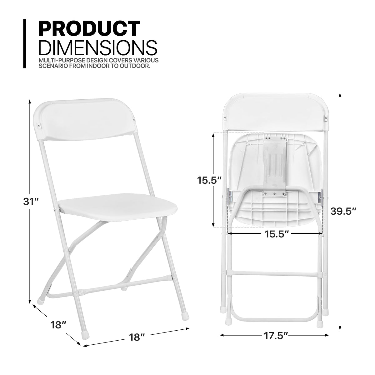 White Set of 10 Stackable Plastic Folding Chairs H8298