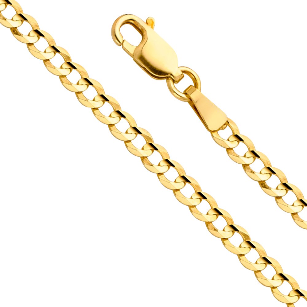 14k Yellow White Two Tone Gold Cuban Concave Curb Chain Necklace Bracelet V888750