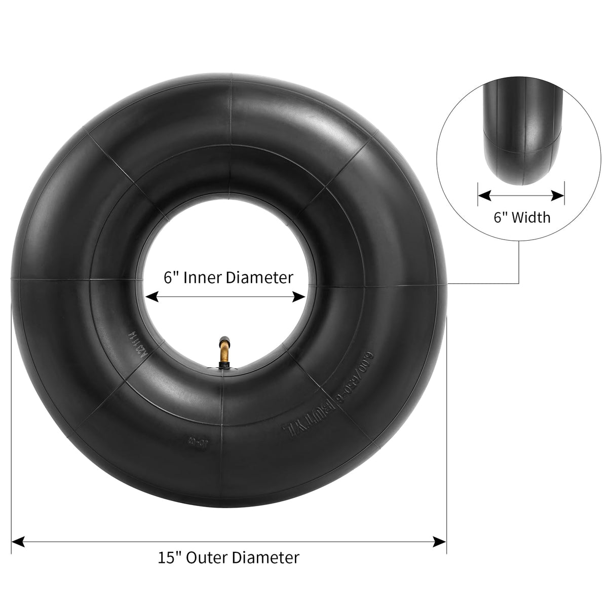 15x6.00-6 Butyl Inner Tubes with TR-87 Bent Valve Stem 2 Pcs R213