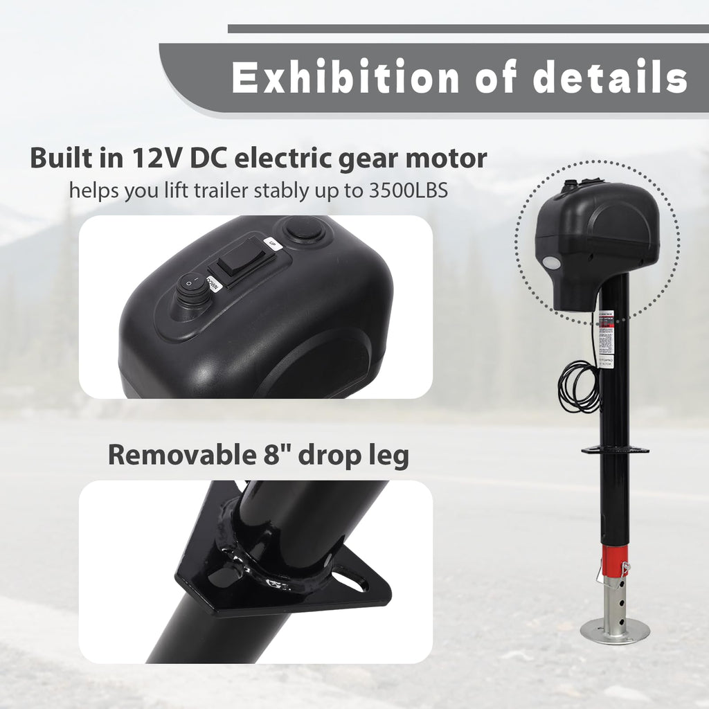 Electric Power Tongue Jack 3500lbs 12V DC K180654