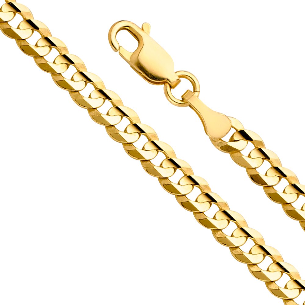 14k Yellow White Two Tone Gold Cuban Concave Curb Chain Necklace Bracelet V888750