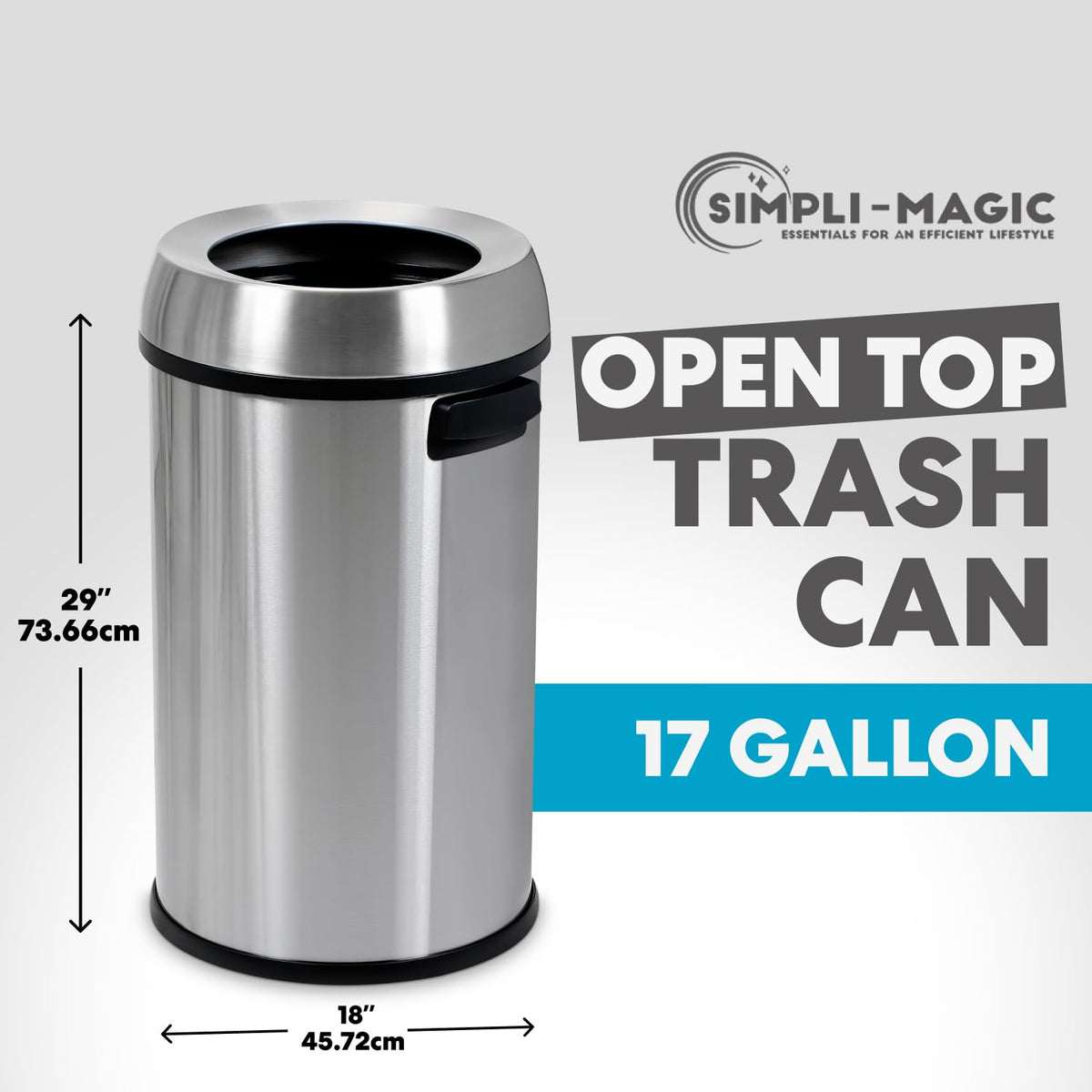 65 Liter Open Top Stainless Steel Trash Can S480172