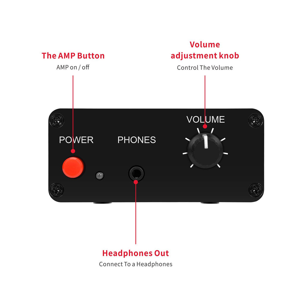 Stereo Audio Preamplifier, Headphone Amplifier, Phono Turntable Preamp with RCA 3.5mm Input Output F335