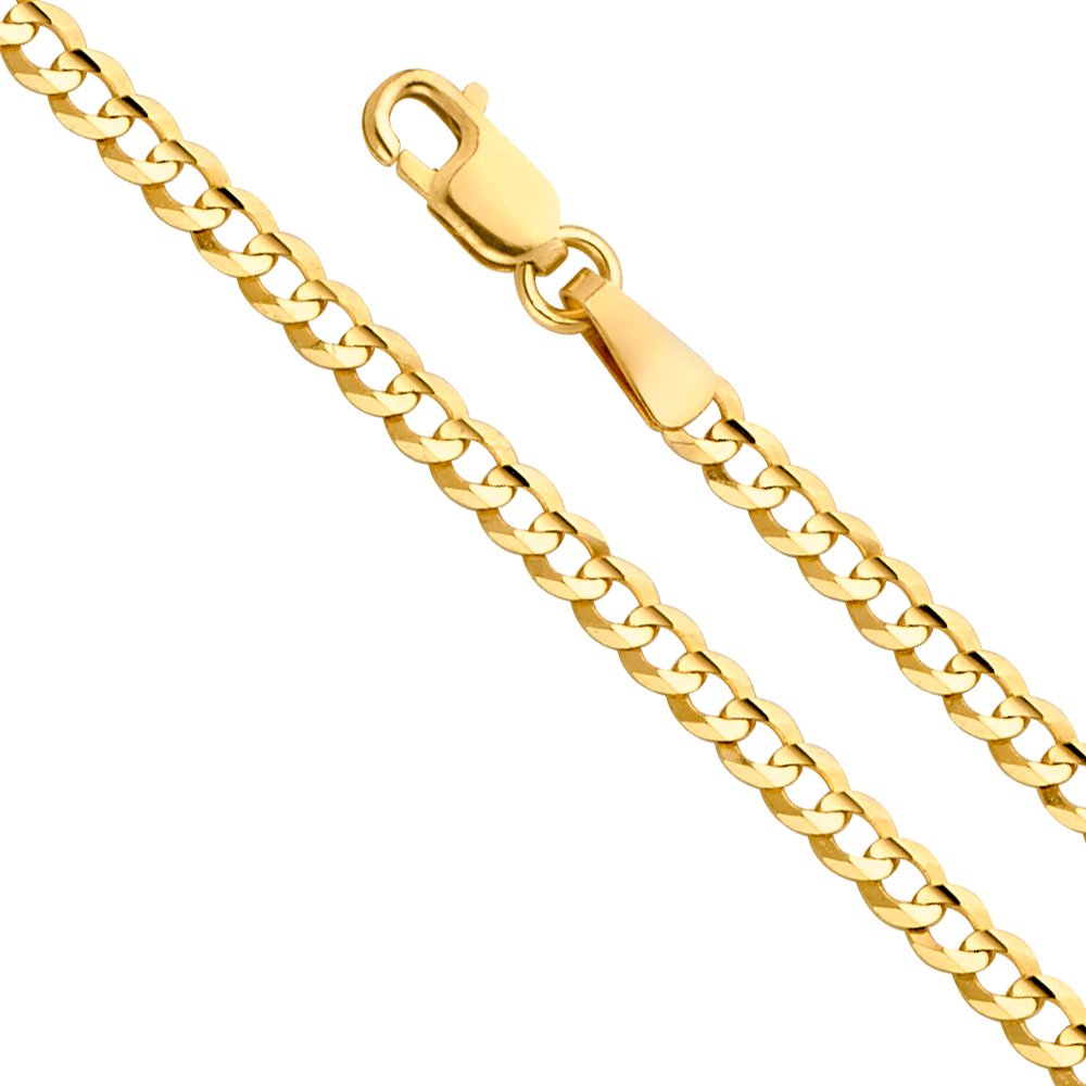 14k Yellow White Two Tone Gold Cuban Concave Curb Chain Necklace Bracelet V888750
