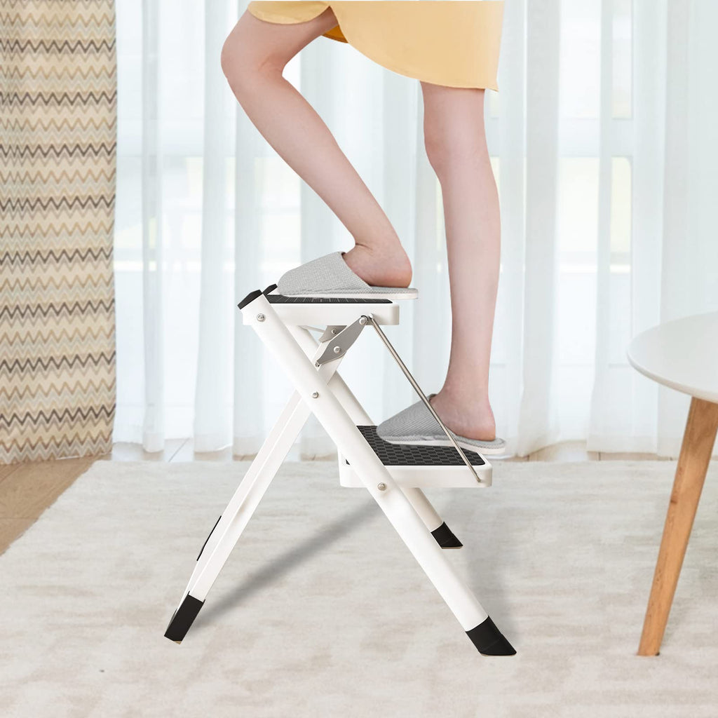 2 Step Folding Metal Step Stool with Anti-Slip Pedal A470