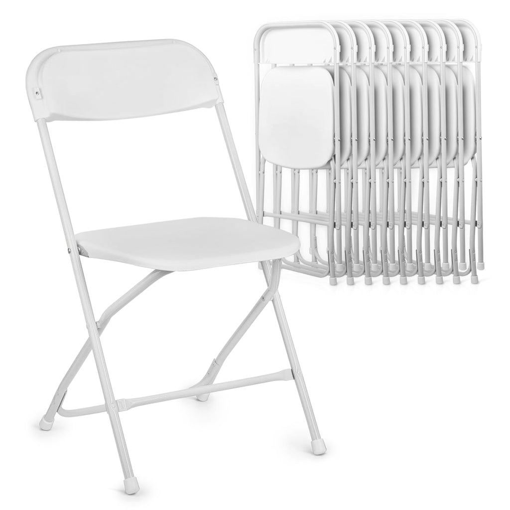 White Set of 10 Stackable Plastic Folding Chairs H8298