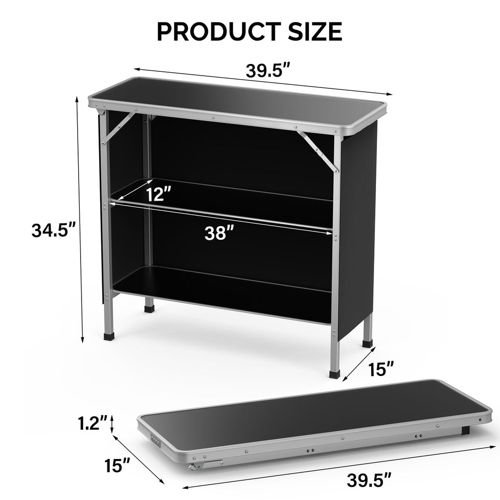 Aluminum 2-Tier Folding Camping Table with Carrying Bag N69260
