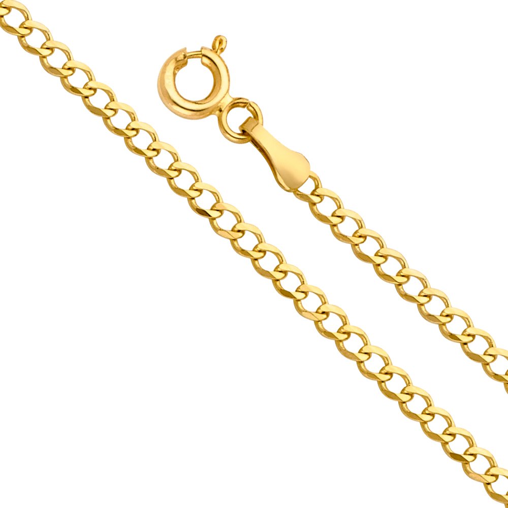 14k Yellow White Two Tone Gold Cuban Concave Curb Chain Necklace Bracelet V888750