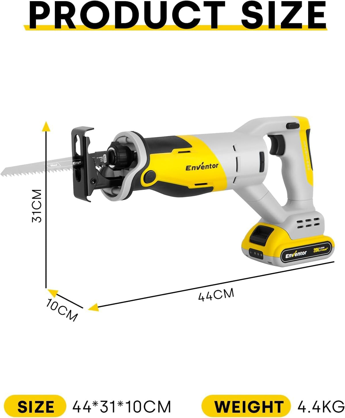 Reciprocating Saw with Brushless Motor, 20V, 2 x 2.0 Ah Batteries X86284