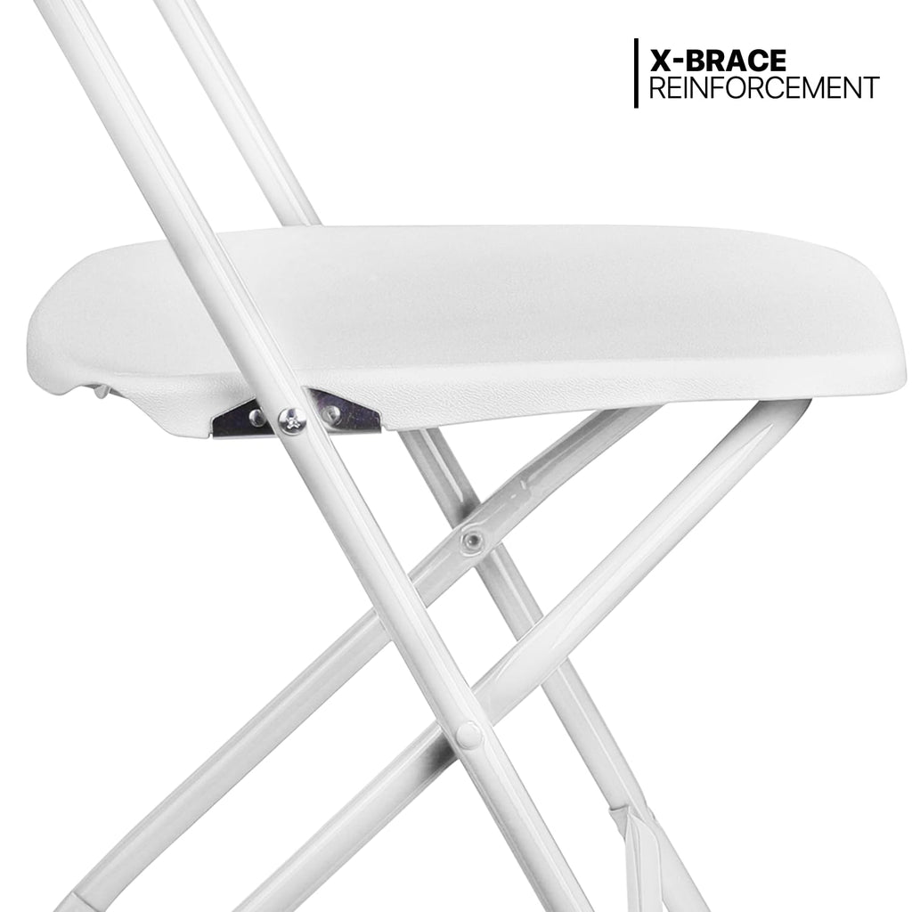 White Set of 10 Stackable Plastic Folding Chairs H8298