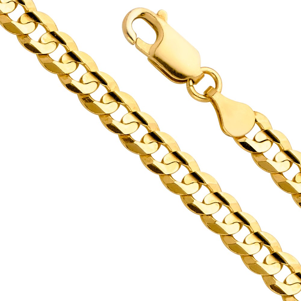 14k Yellow White Two Tone Gold Cuban Concave Curb Chain Necklace Bracelet V888750