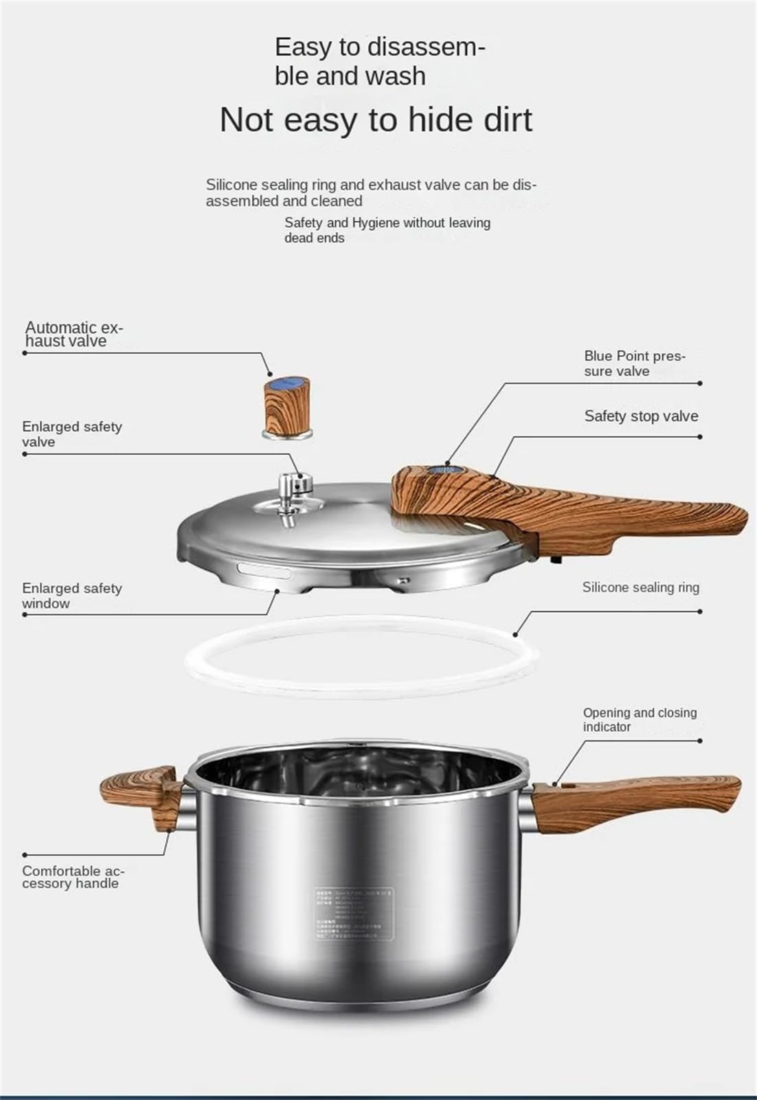 304 Stainless Steel 3L Pressure Cooker Y839456
