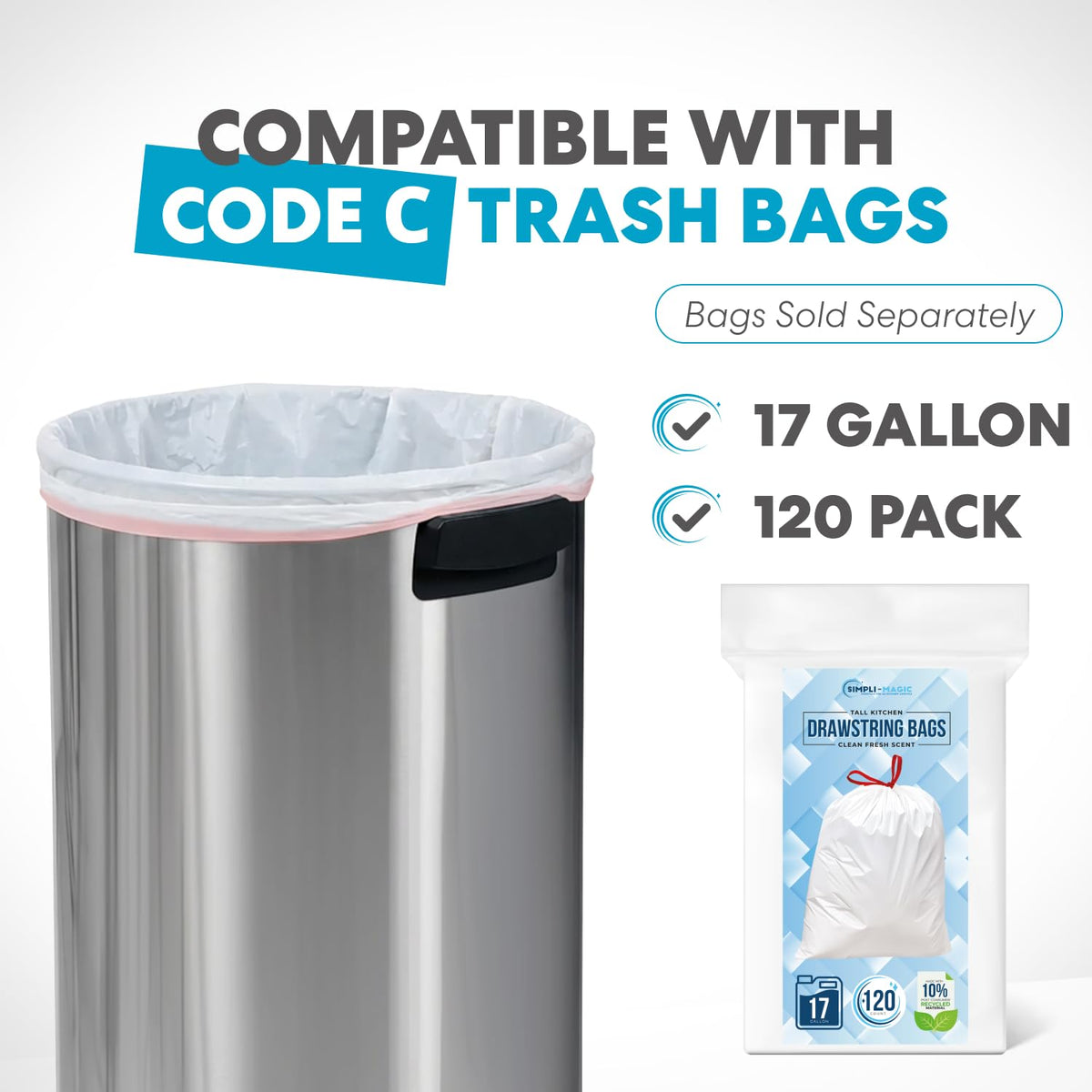 65 Liter Open Top Stainless Steel Trash Can S480172