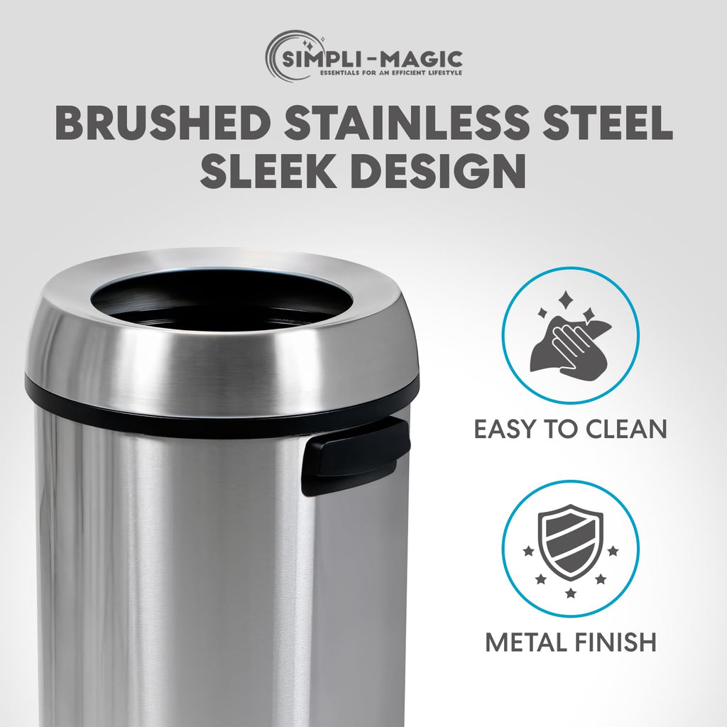 65 Liter Open Top Stainless Steel Trash Can S480172