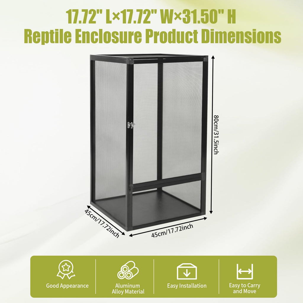 17.72" L×17.72" W×31.50" H Reptile Enclosure with Escape-Proof Lock F759