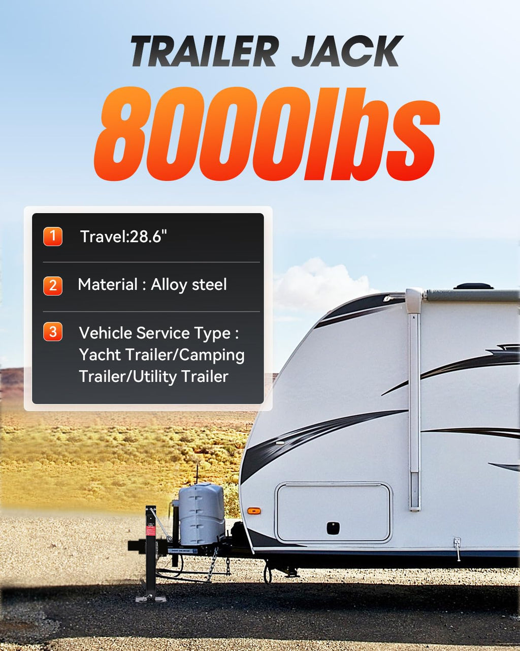 8000 lbs Swivel Trailer Jack I1828