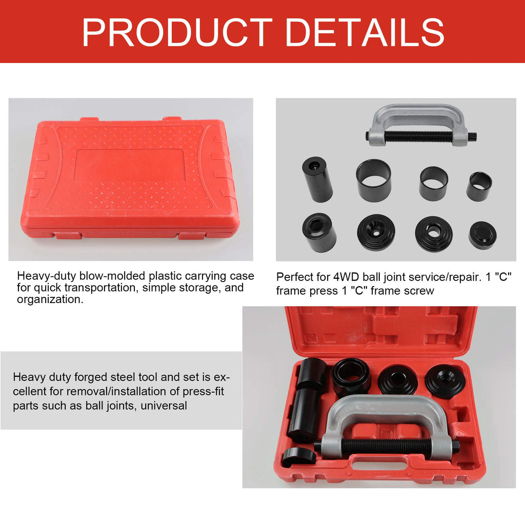 Heavy Duty Ball Joint Press & U Joint Removal Tool Kit with 4x4 Adapters F410341
