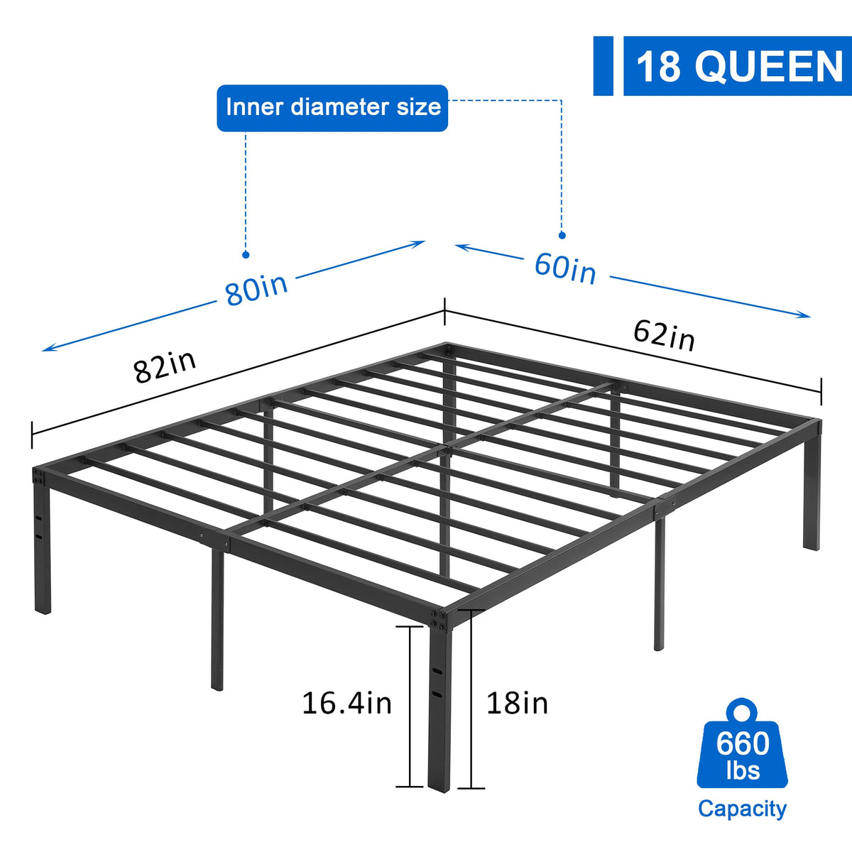 Queen Size Metal Platform Bed Frame G753