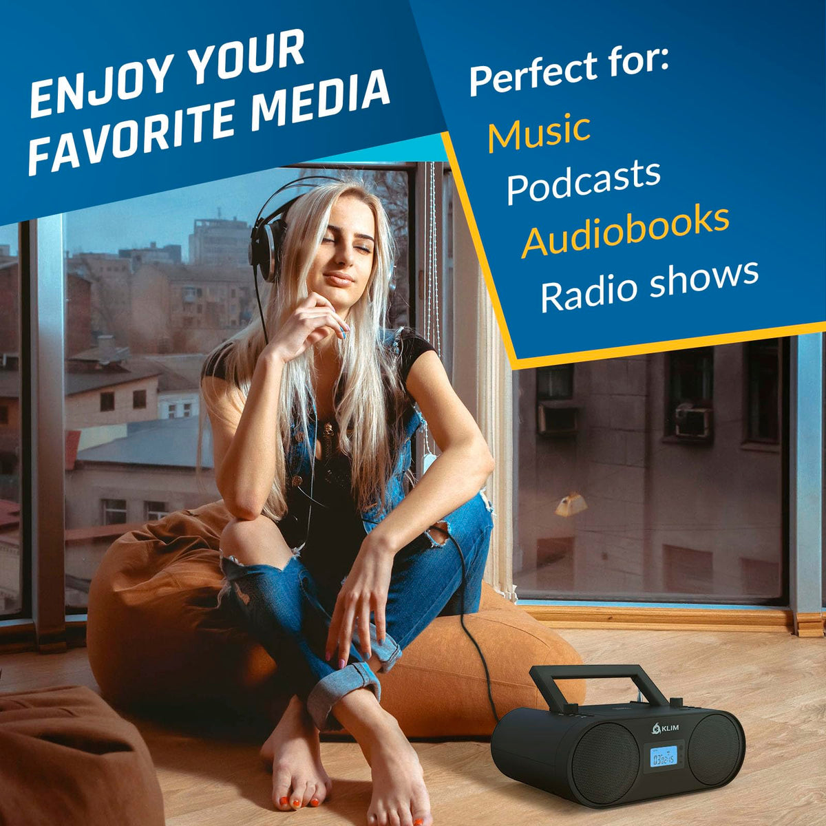 Portable CD Player Boombox with AM FM Radio and Bluetooth X62115