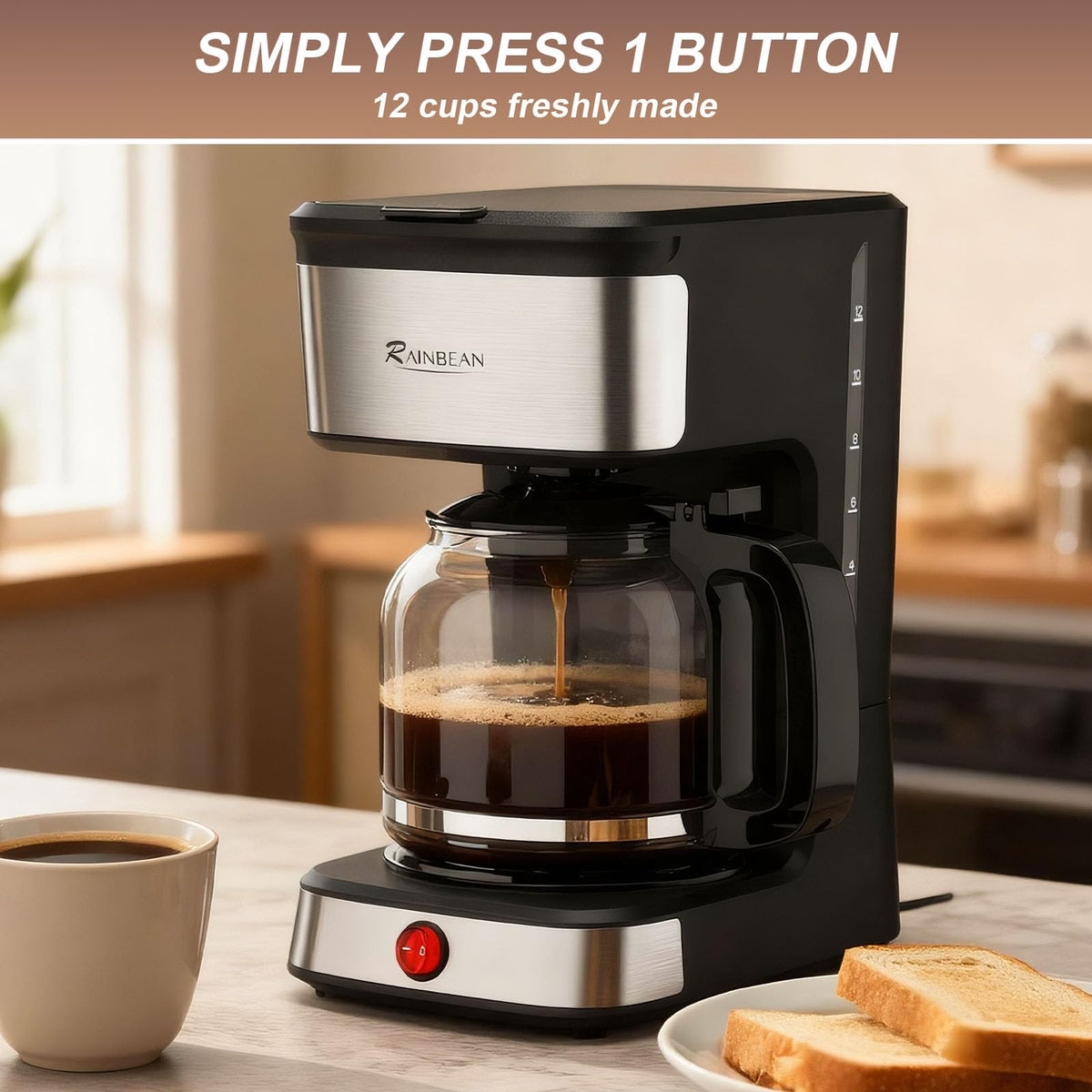 12-Cup Drip Coffee Maker with Glass Carafe Z239553