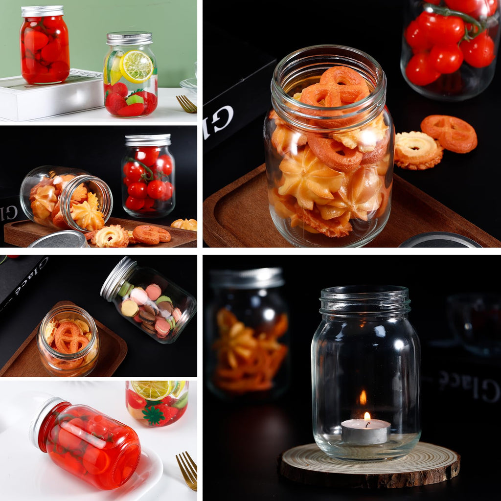 16 Pack 16 Oz Clear Glass Mason Jars R729