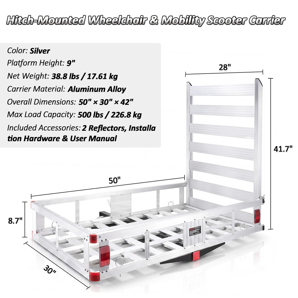 50" Aluminum Wheelchair Carrier with Ramp K517