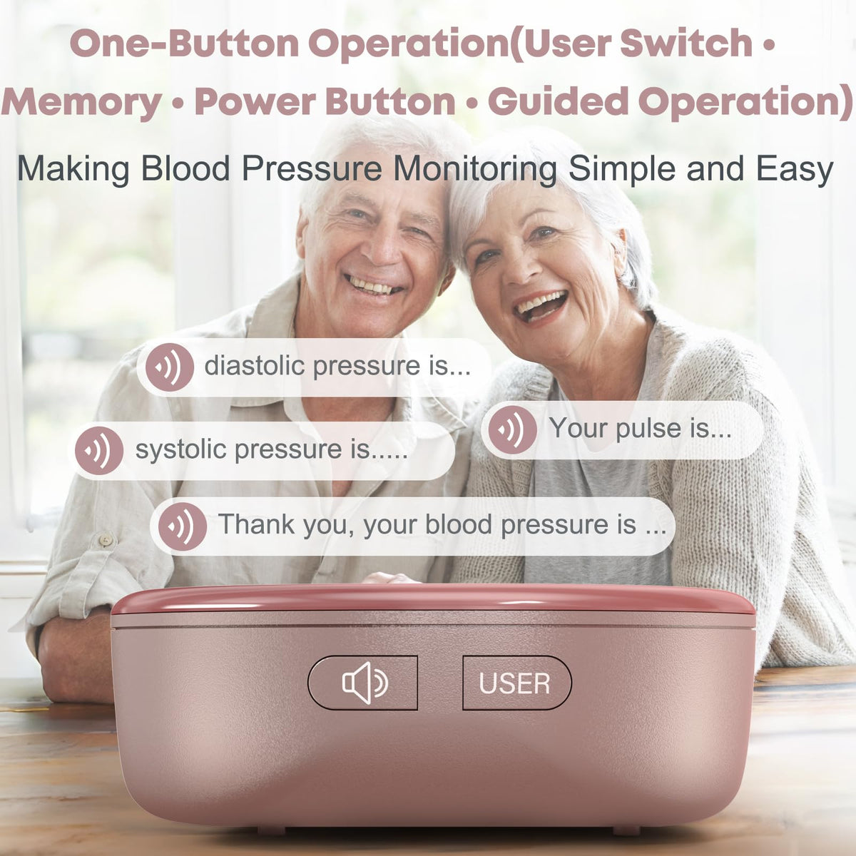 Pink Rechargeable Wrist Blood Pressure Monitor H963369