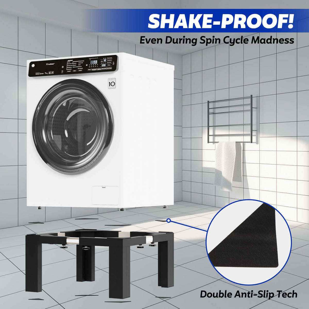 Heavy Duty Adjustable Laundry Pedestal Black N4522