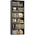 6 Tier Tall Black Bookshelf and Bookcase D7587