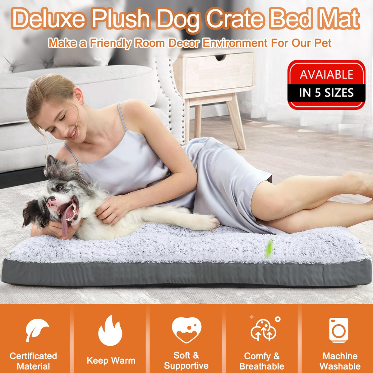 Washable Dog Bed 35 Inch Grey J351