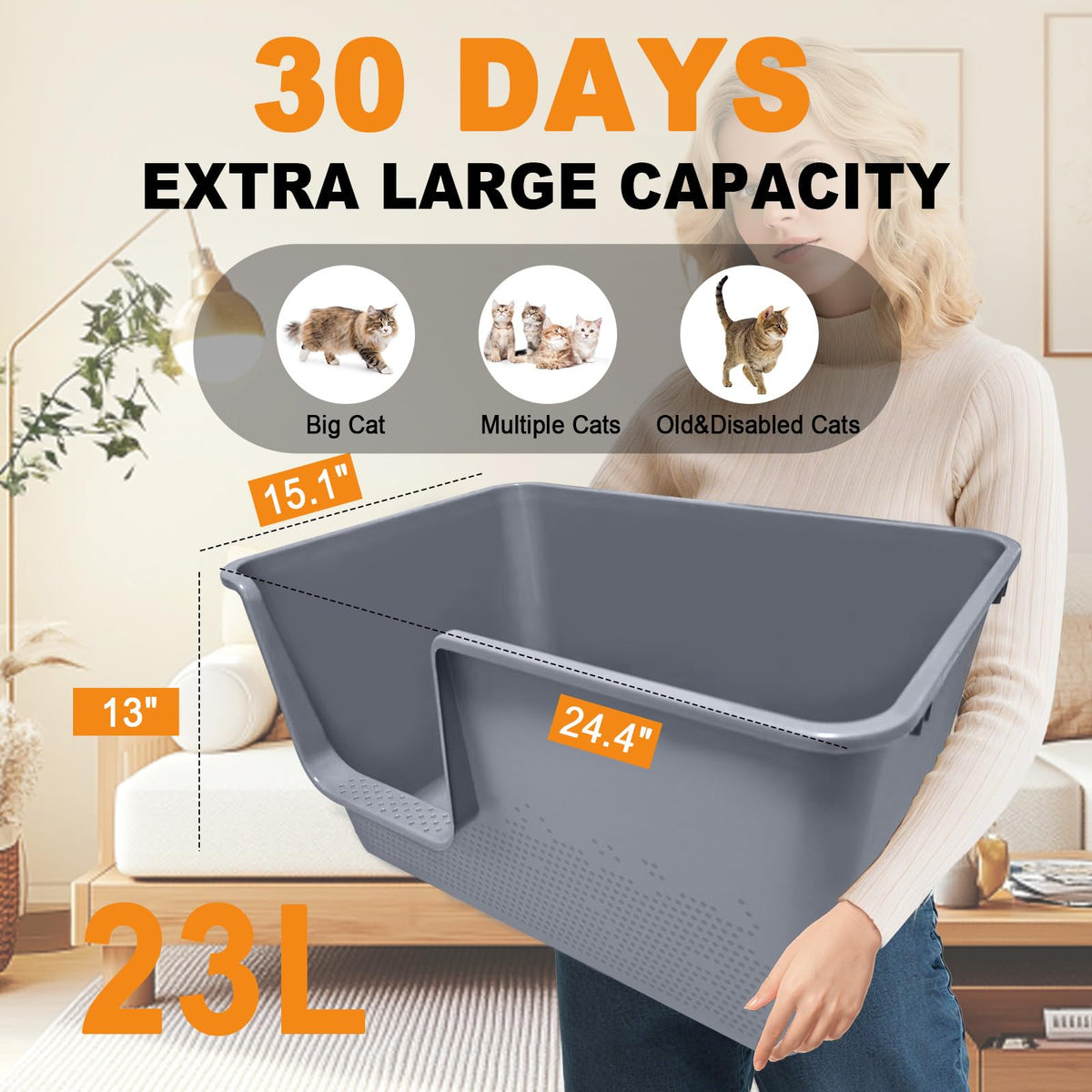 XL High Sides Cat Litter Box N8226