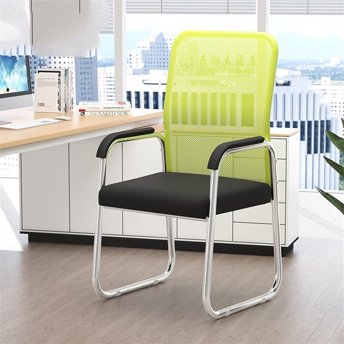 Breathable Mesh Office Chair with Armrests and Chrome Plated Metal Frame S315275