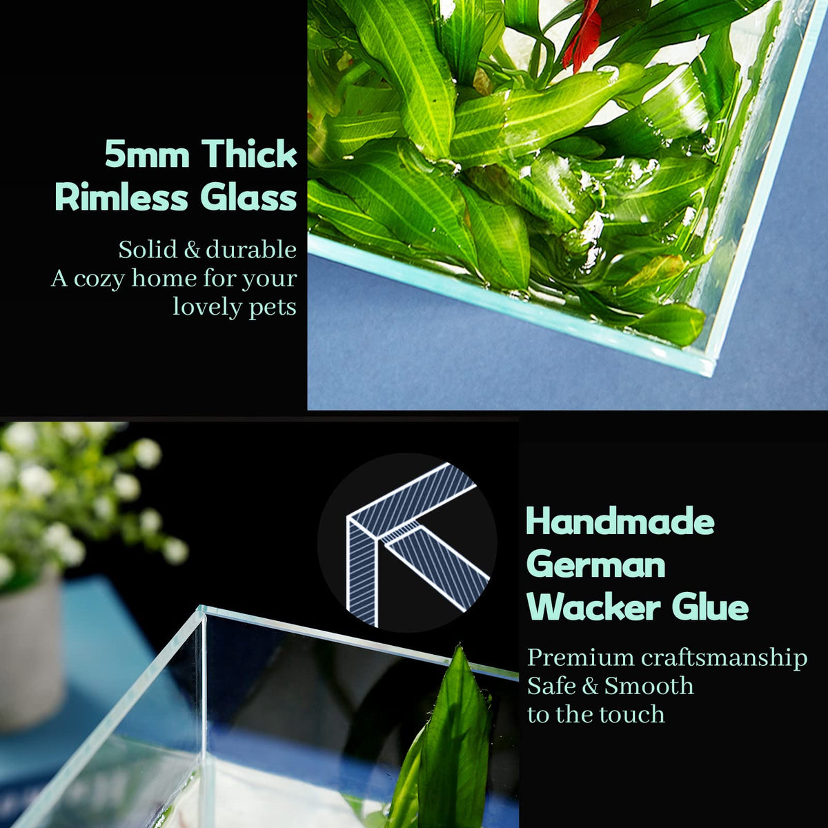 10 Gallon Ultra Clear Rimless Low Iron Glass Fish Tank C353924