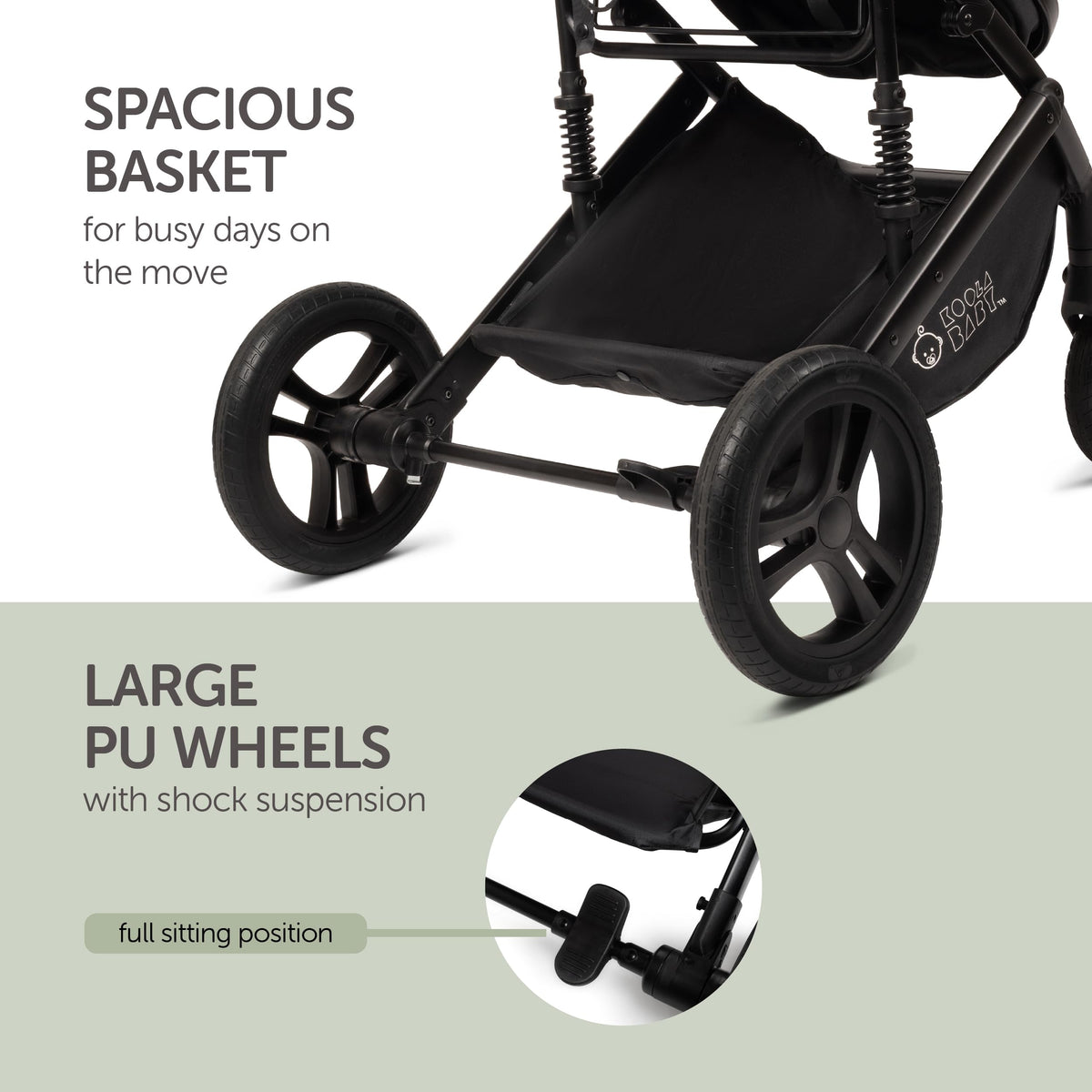 2-in-1 Foldable Baby Stroller with Extendable Canopy U285