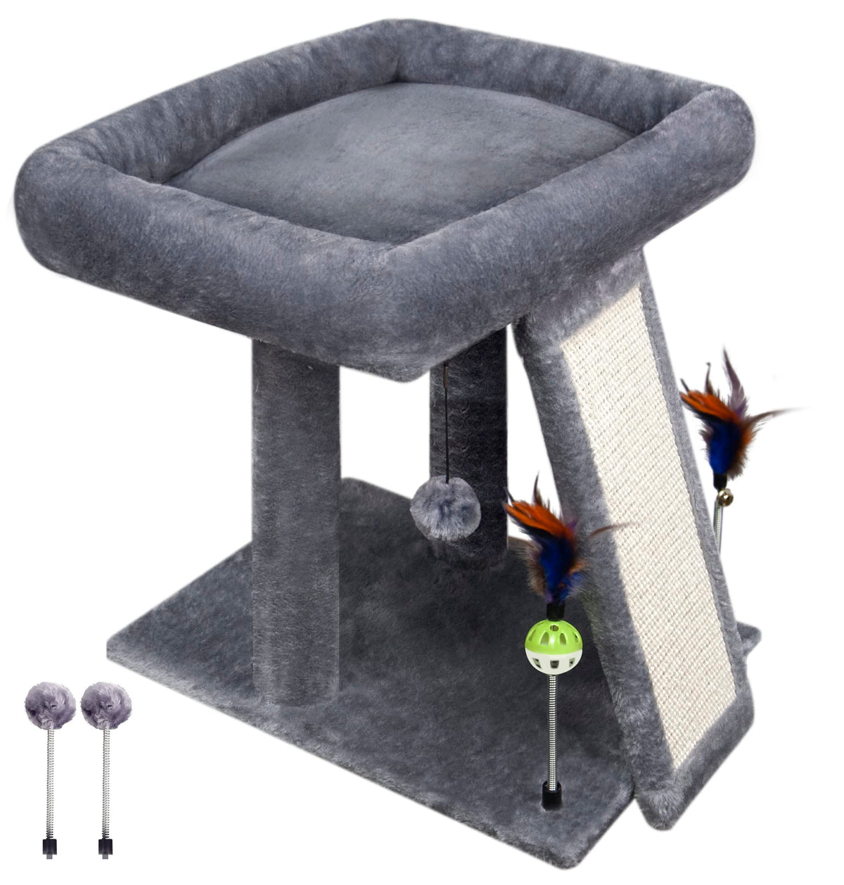 Grey Cat Tree Tower with Scratching Post F178