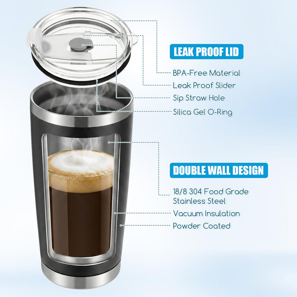6 Pack 20oz Stainless Steel Insulated Tumbler with Lid K933510