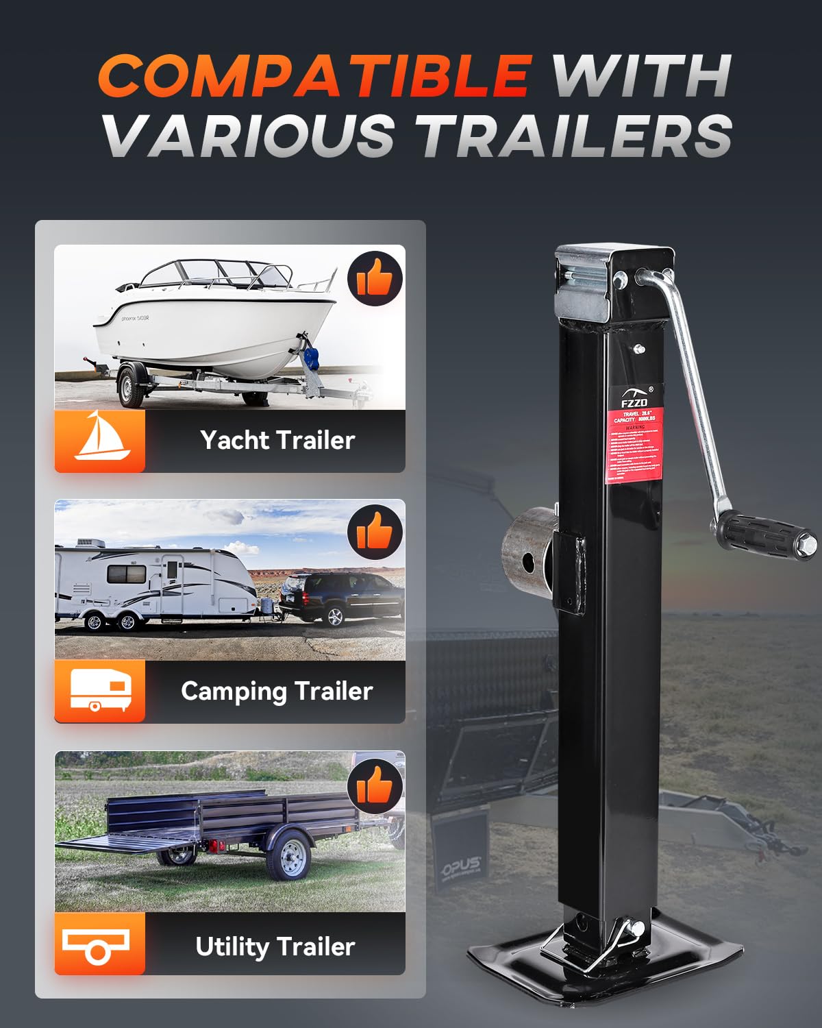 8000 lbs Swivel Trailer Jack I1828