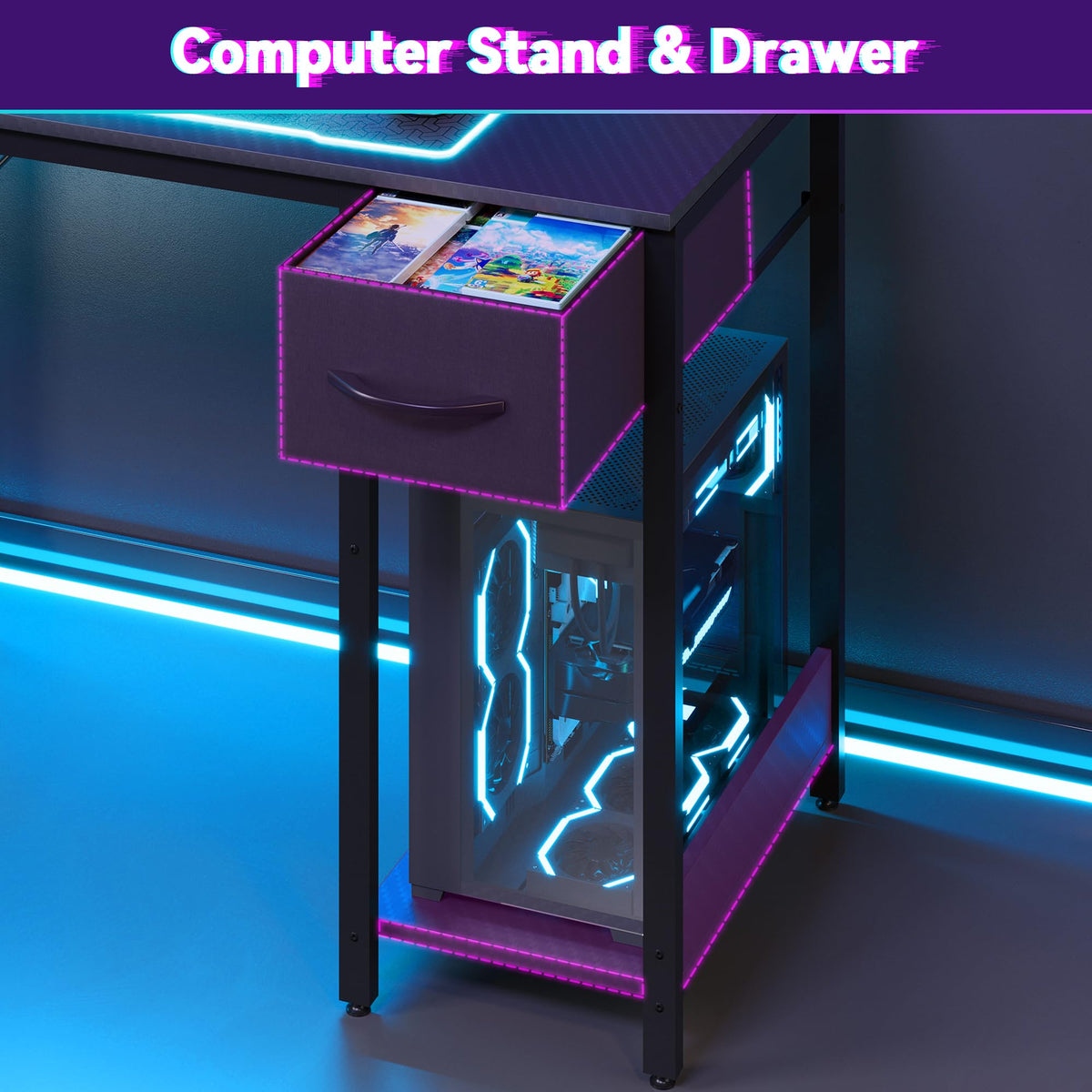 L Shaped Gaming Desk with Hutch V770