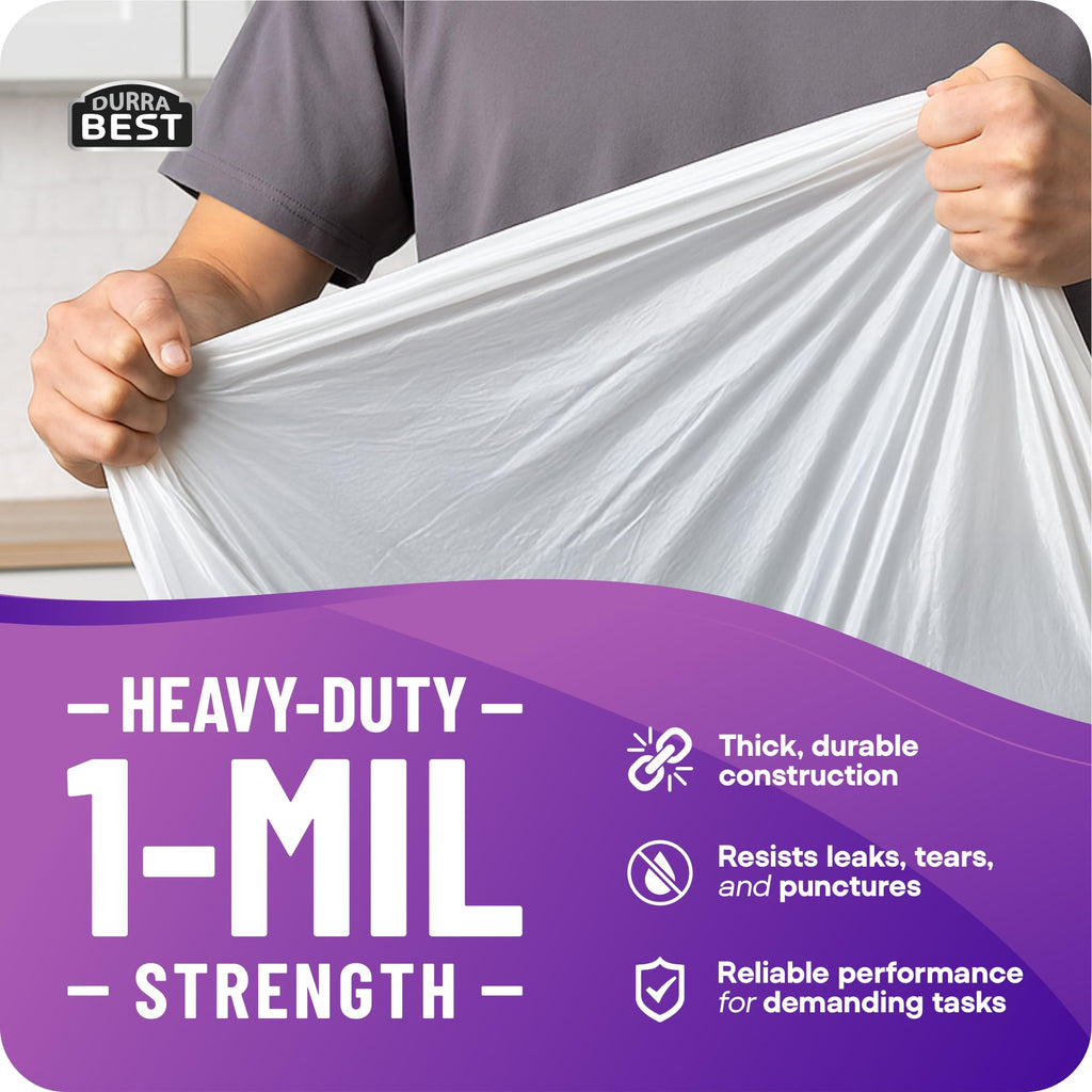 120 Count 18 Gallon White Heavy-Duty Drawstring Trash Bags J835802