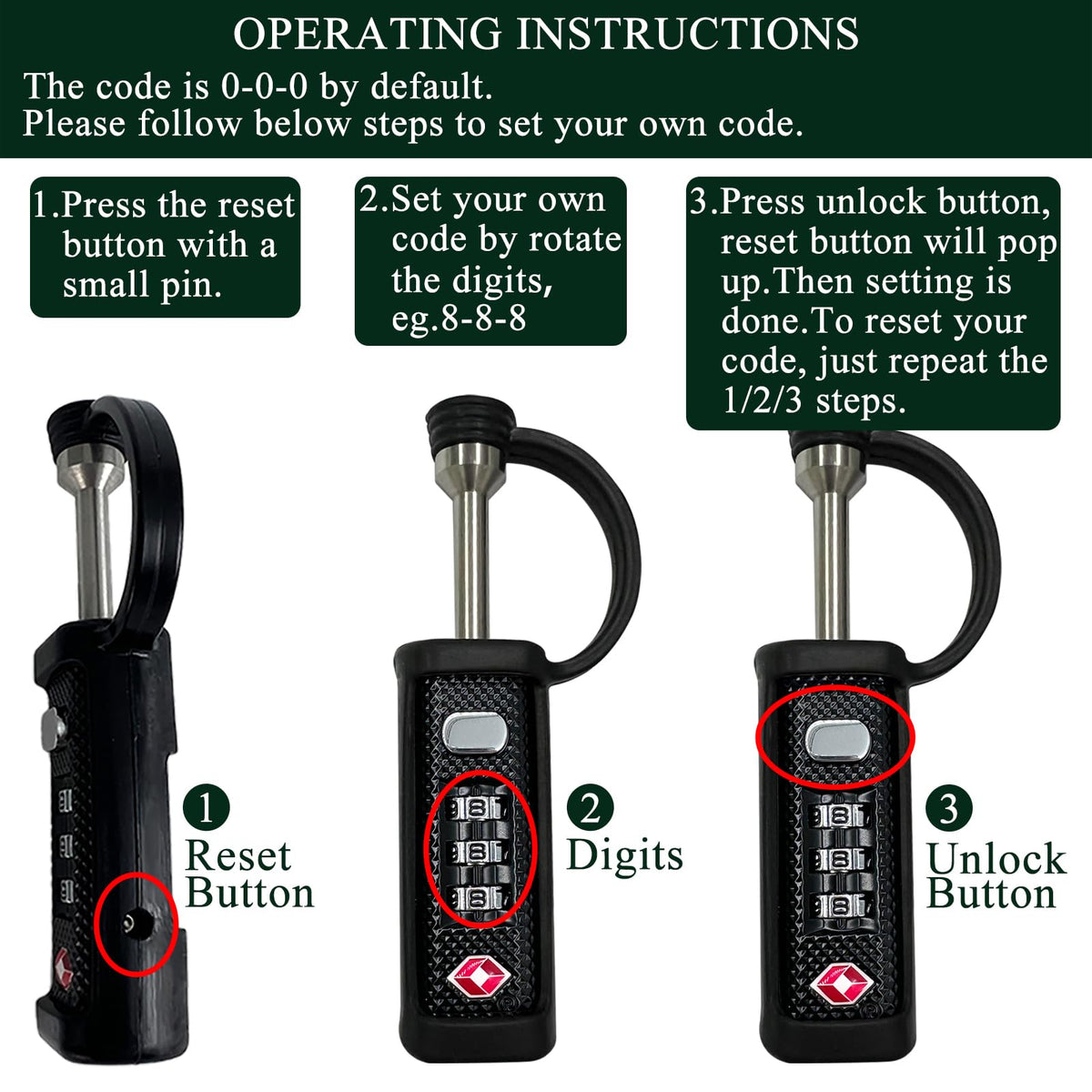 Orange 4-Pack 3-Dial Combo Lock V45361