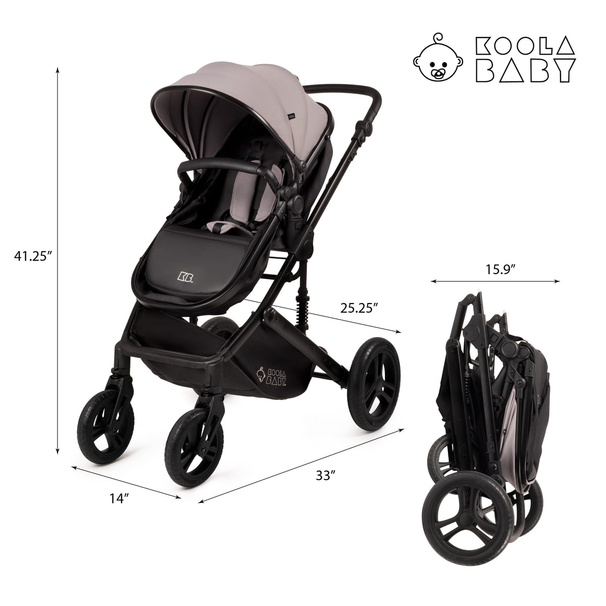 2-in-1 Foldable Baby Stroller with Extendable Canopy U285