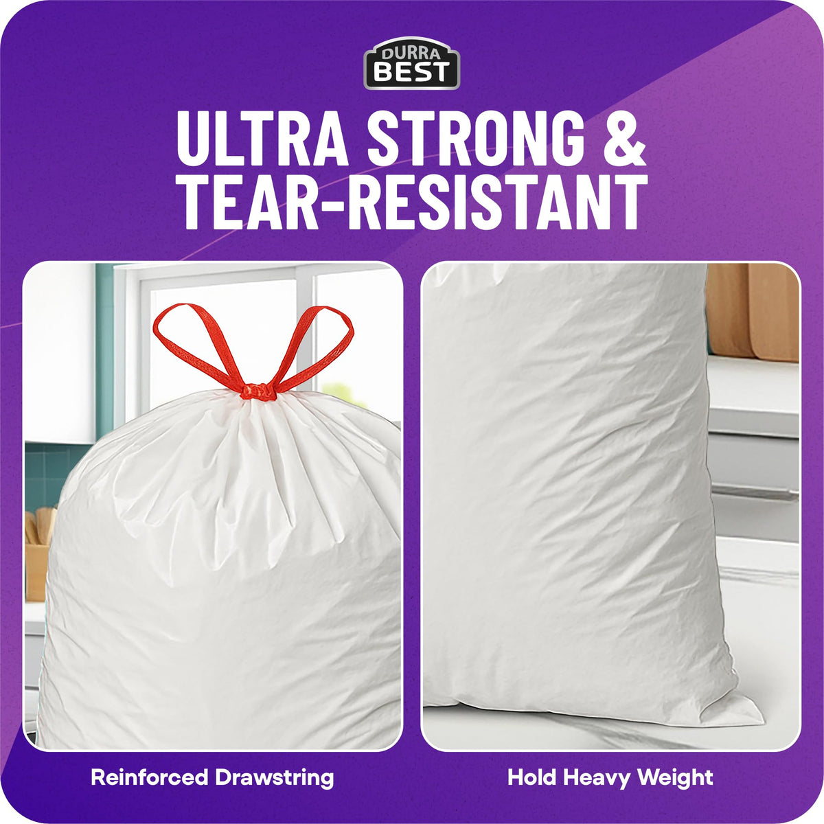120 Count 18 Gallon White Heavy-Duty Drawstring Trash Bags J835802