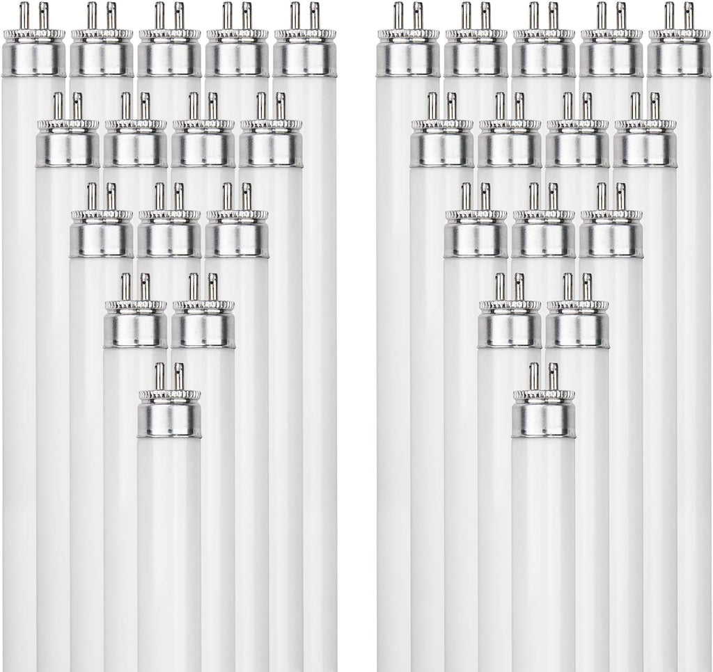 24 Inch T5 Fluorescent Bulb G5 Miniature Bipin Base High Output 1800 Lumens 3000K Soft White 24W Linear Tube Pack of 40 Q31073