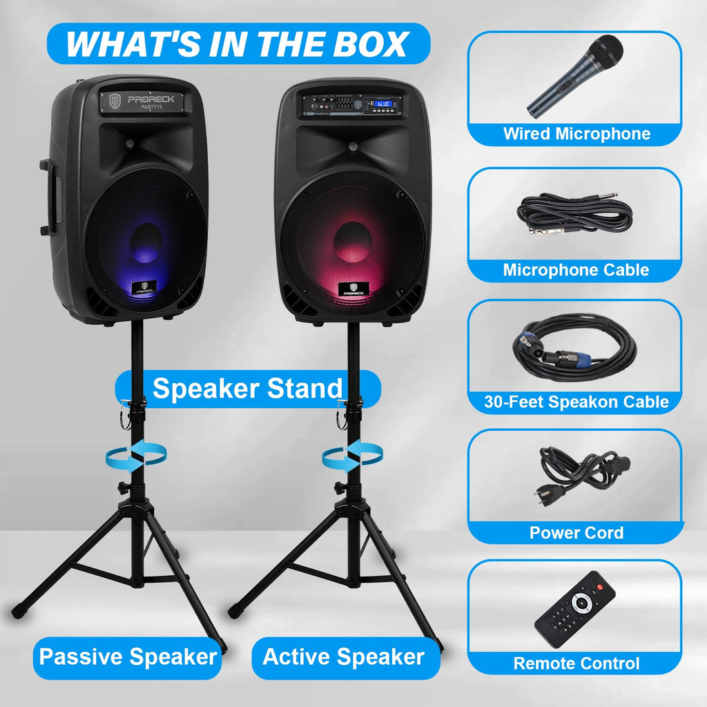 Portable 15-Inch 2000 Watt 2-Way Powered PA Speaker System G98725