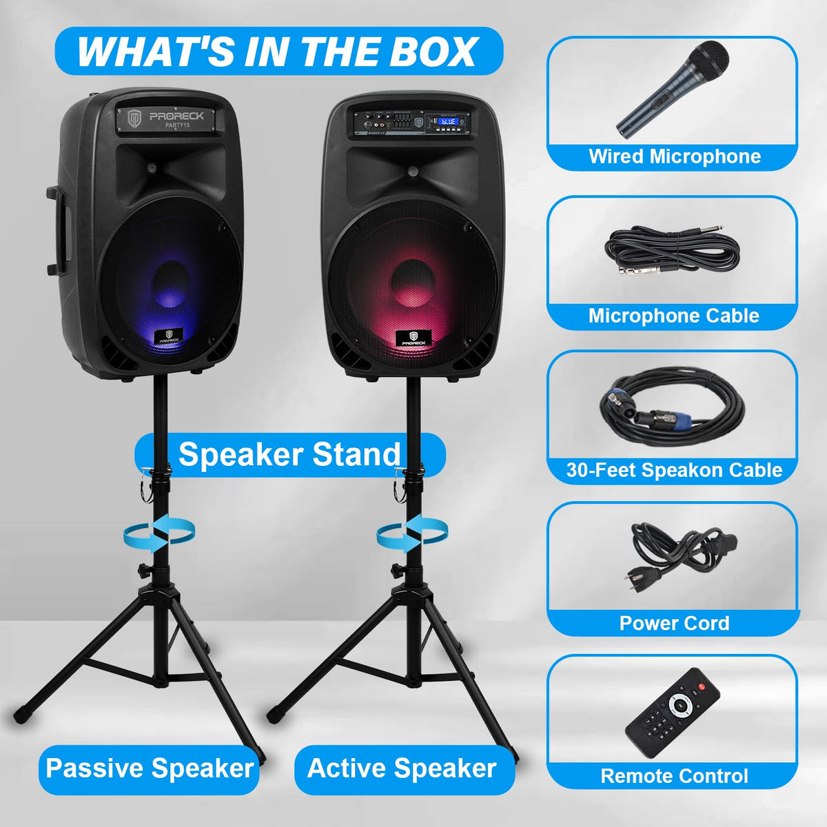 Portable 15-Inch 2000 Watt 2-Way Powered PA Speaker System G98725